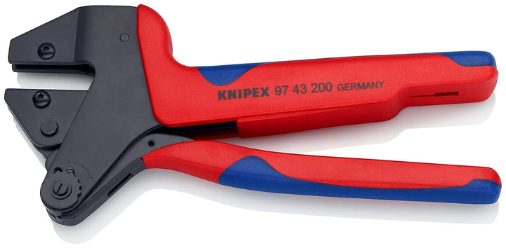 Knipex Crimp-Systemzange für auswechselbare Crimpeinsätze brüniert, mit Mehrkomponenten-Hüllen 200 m