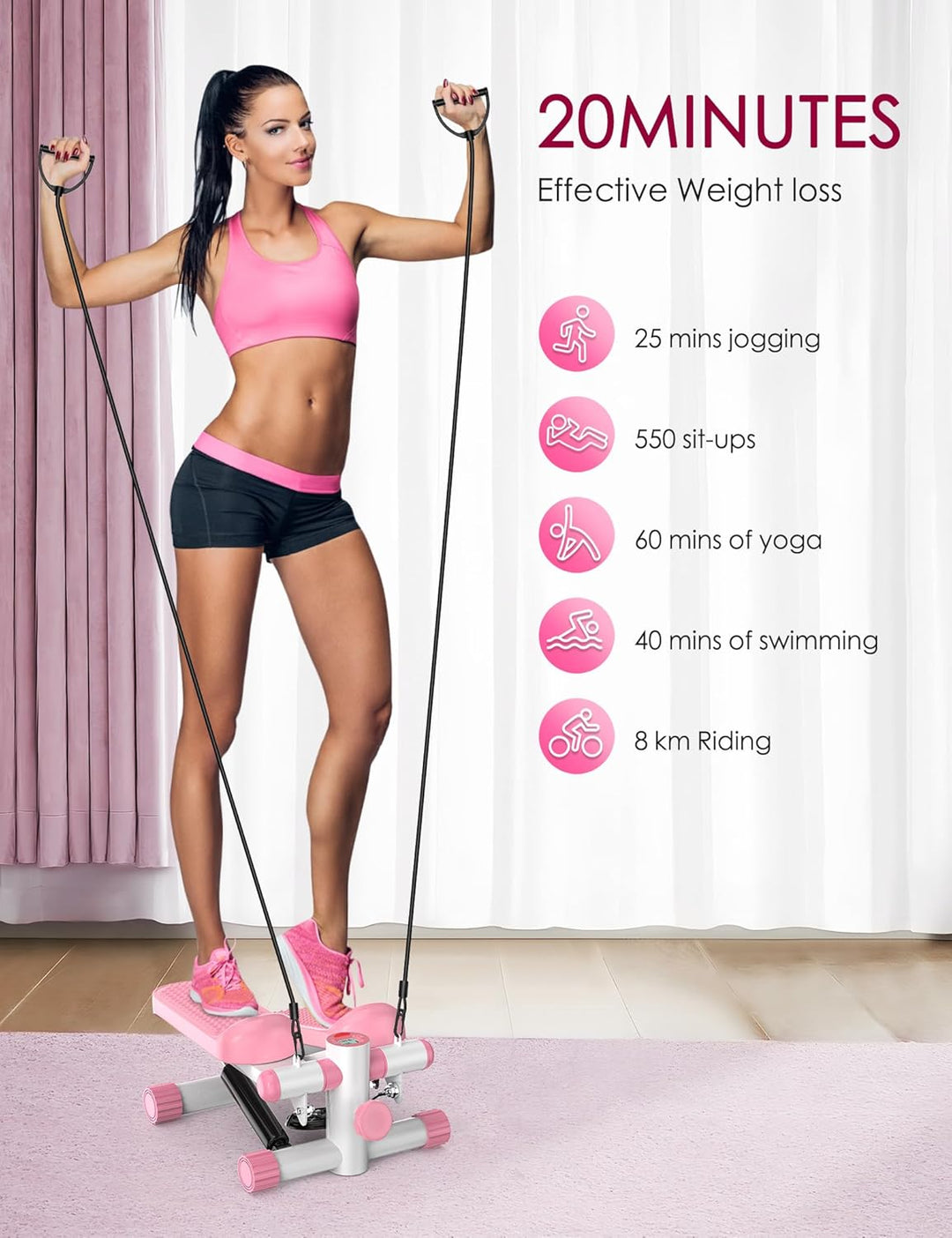 KitGody Mini-Stepper für Übungen, Treppenstepper 150 kg Kapazität, Workout-Stepper für Training zu H