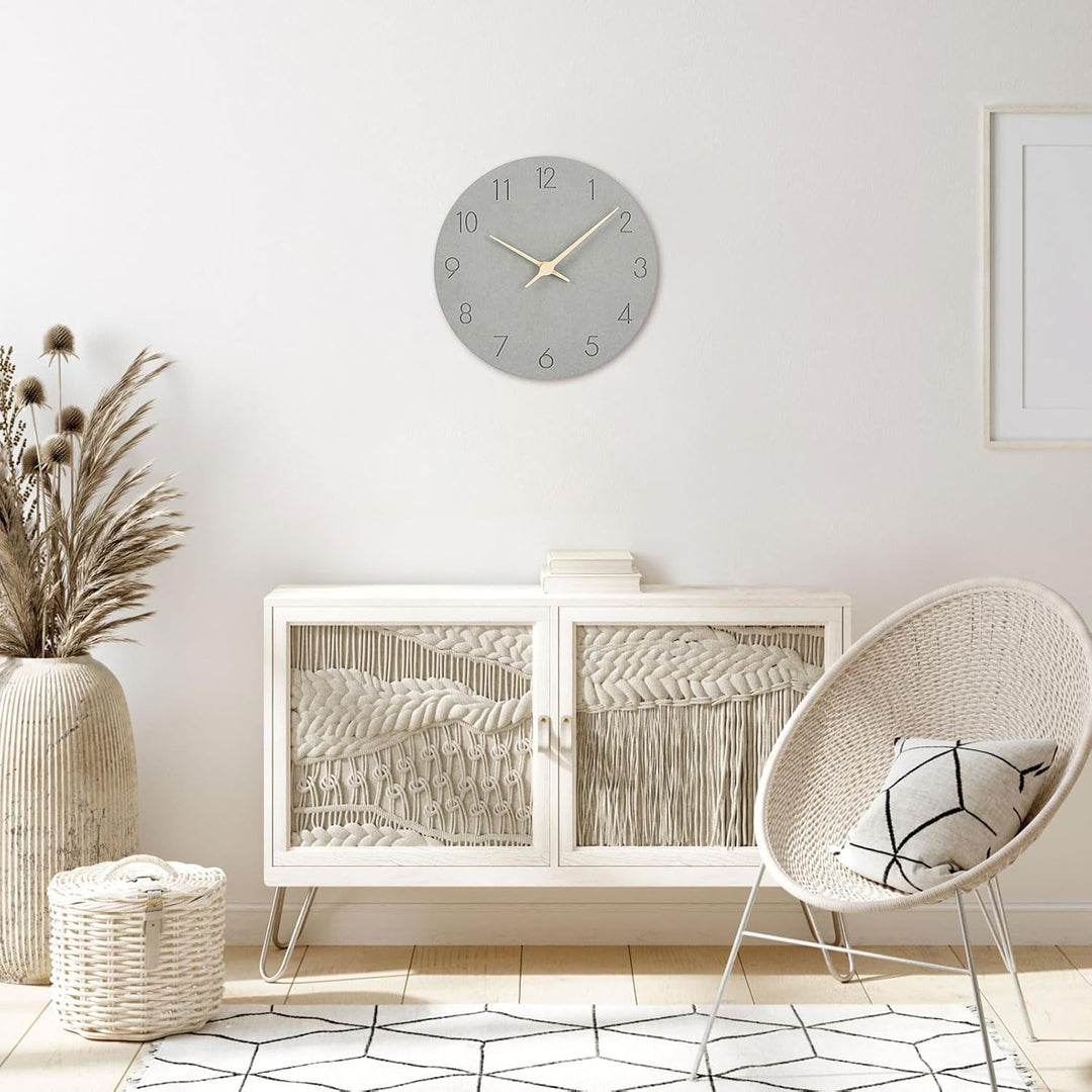Warminn MDF Holz Wanduhr Ohne TickgeräUsche Lautlos Modern 30cm Quarz Gross Batterie Betriebene Wand