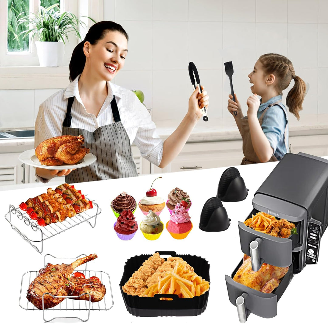 119PCS Ninja Heissluftfritteuse Zubehör, Ninja Air fryer Zubehör für Ninja Double Stack XL SL400EU 9