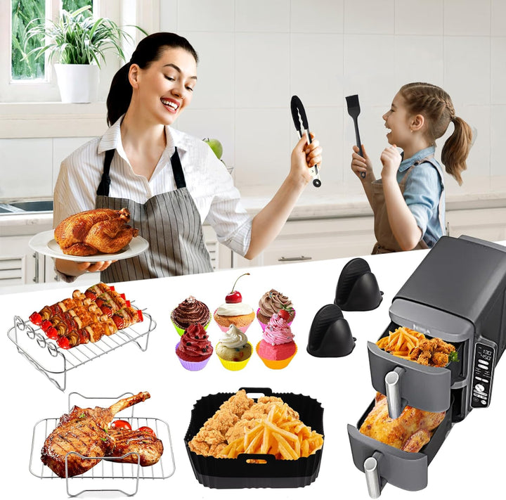 119PCS Ninja Heissluftfritteuse Zubehör, Ninja Air fryer Zubehör für Ninja Double Stack XL SL400EU 9