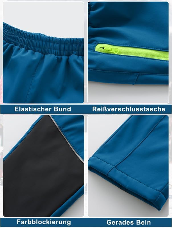 Zzkouine Kinder Softshellhose Schneehose Skihose Warme Hosen Jungen Mädchen Winterhose Outdoorhose W
