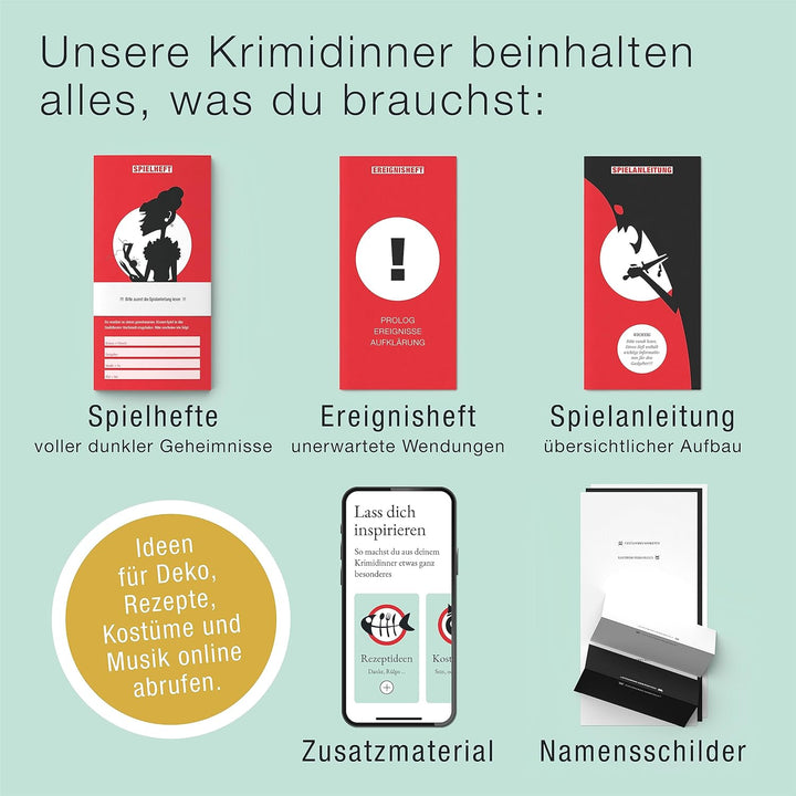 CULINARIO MORTALE® – Tödlicher Ruhm - Krimidinner für Zuhause für 5 bis 8 Personen/unterhaltsames Kr