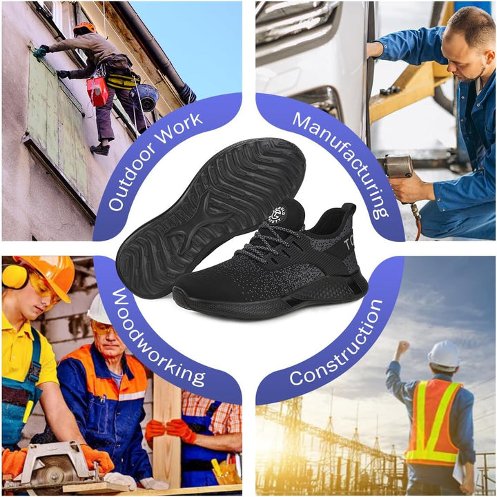 tqgold Sicherheitsschuhe Herren Damen Leicht Arbeitsschuhe | Sportlich Schutzschuhe mit Stahlkappe |