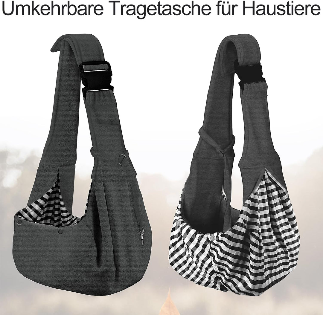PETLOFT Tragetuch Hund, Reversibel Kleine Hundetrage, Einstellbar Pet Tragetuch, Freisprecheinrichtu