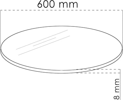 iomangio® Glasplatte Rund Ø 60cm Durchmesser Transparent - Glasscheibe aus gehärtetem ESG Glas 8mm D