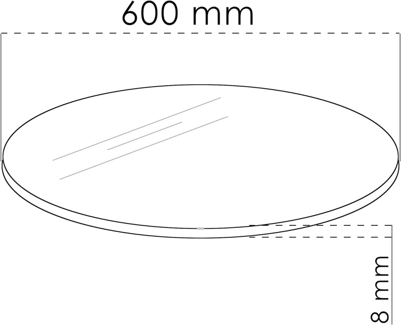 iomangio® Glasplatte Rund Ø 60cm Durchmesser Transparent - Glasscheibe aus gehärtetem ESG Glas 8mm D