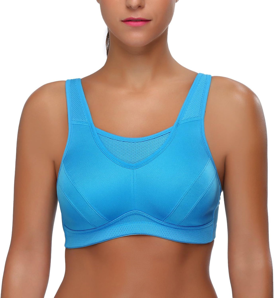 Wingslove Damen Sport BH ohne Bügel Nicht Gepolstert High Impact Bustier Halt Joggen BH 80C Blau, 80