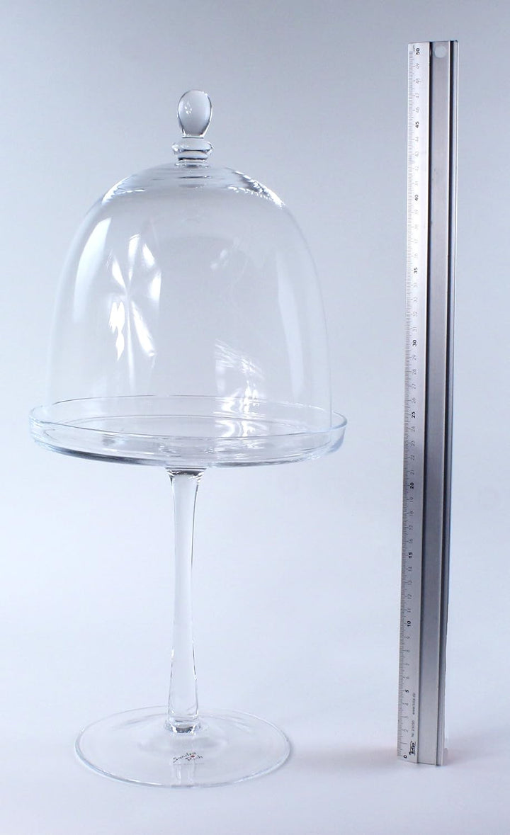 Sandra Rich Glasteller mit Fuss, inkl. Abdeckung Käseglocke Servierglocke Glassturz, 48 cm