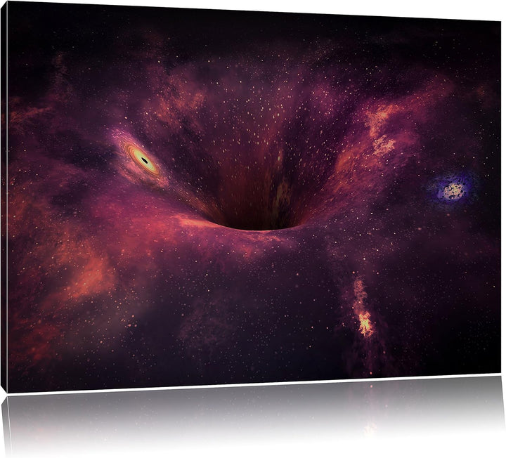 Pixxprint Schwarzes Loch im Weltall als Leinwandbild/Grösse: 100x70 / Wandbild/Kunstdruck/fertig bes