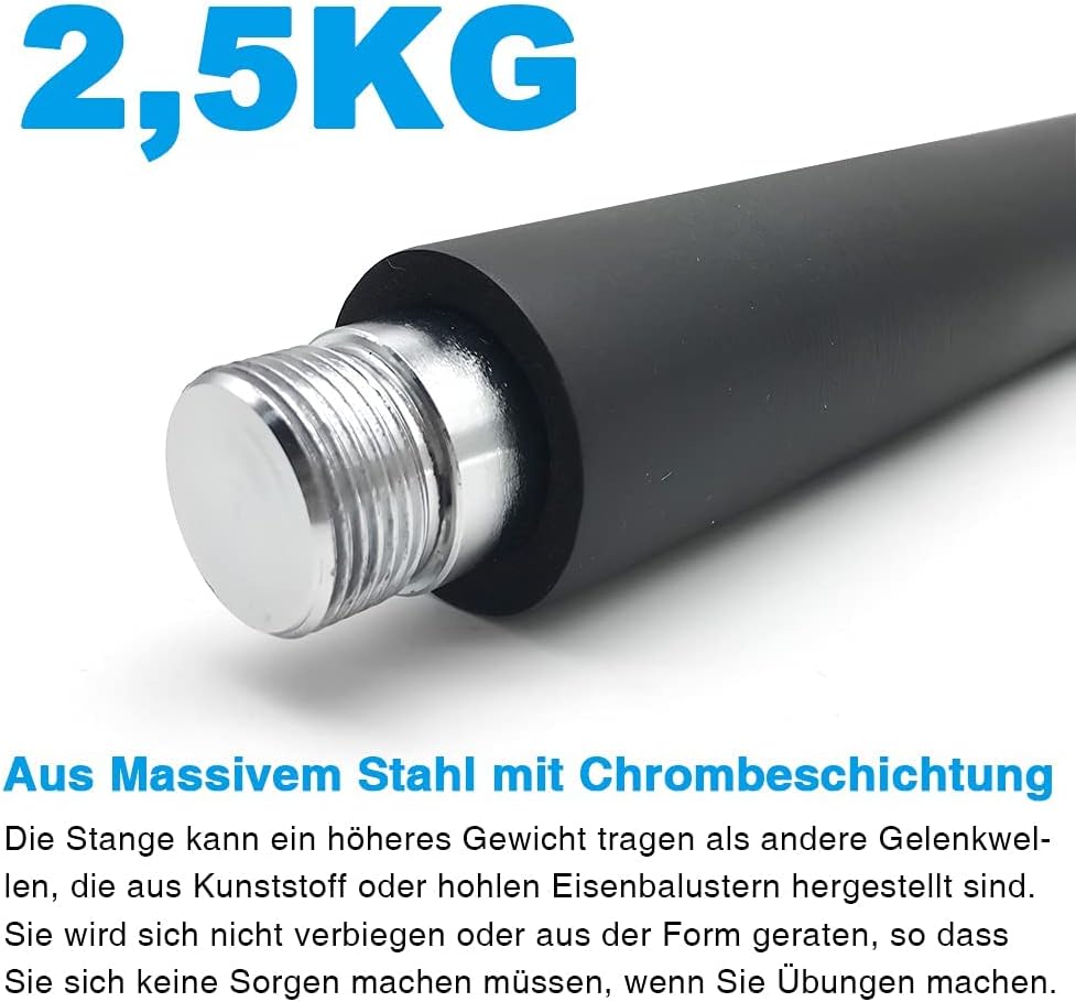 Northdeer Verbindungsstange aus massivem Stahl Hantelstange Langhantelstange 2,5kg