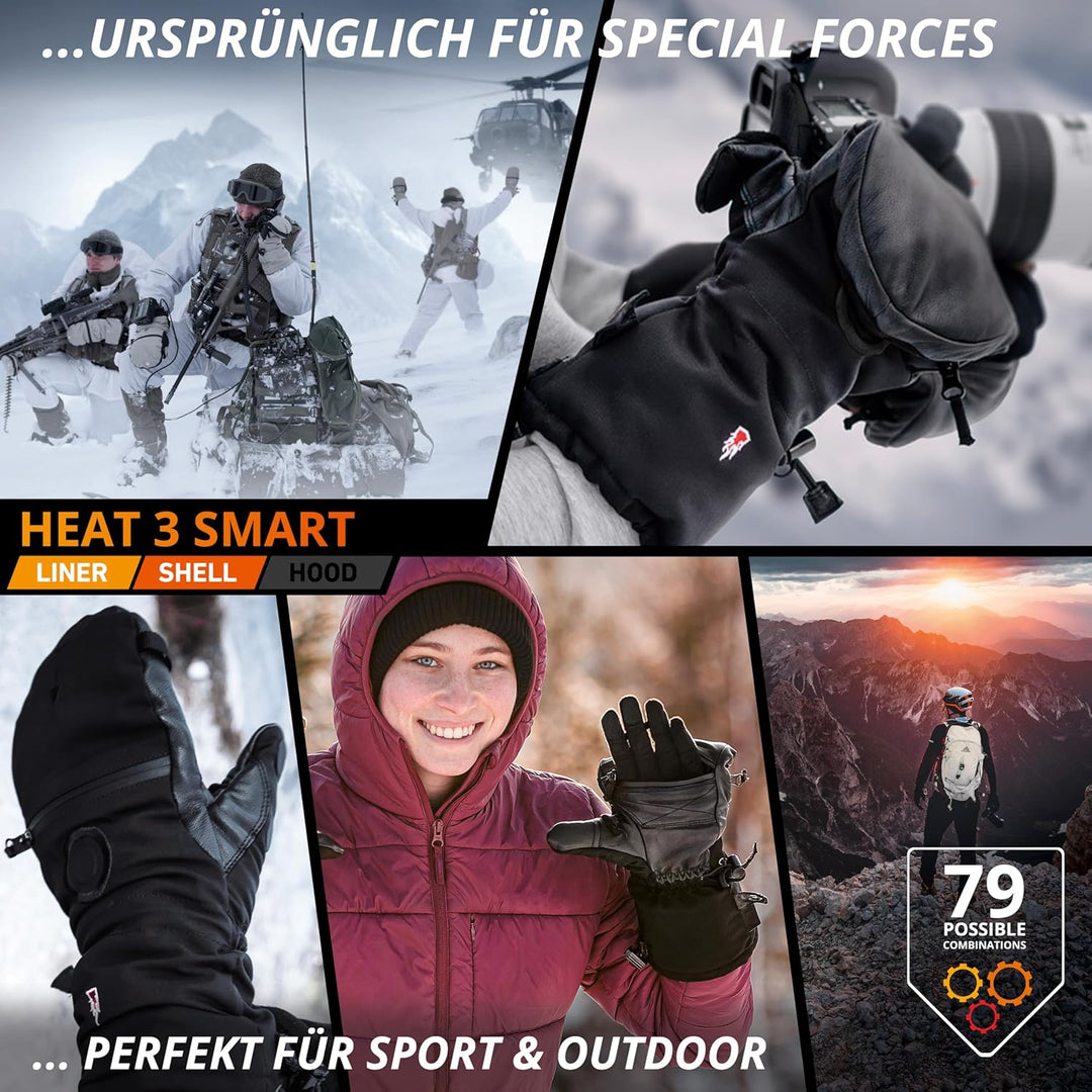 THE HEAT COMPANY - Heat 3 SMART – Die Handschuh Innovation – Handschuhe & Fäustlinge in Einem: Fäust