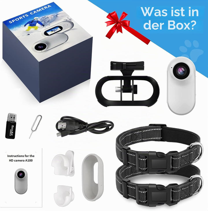 ehomful HD 1080P Katzen-Kamera-Halsband mit Videoaufzeichnung, kabellose Mini-Sportkamera, kleine Ac