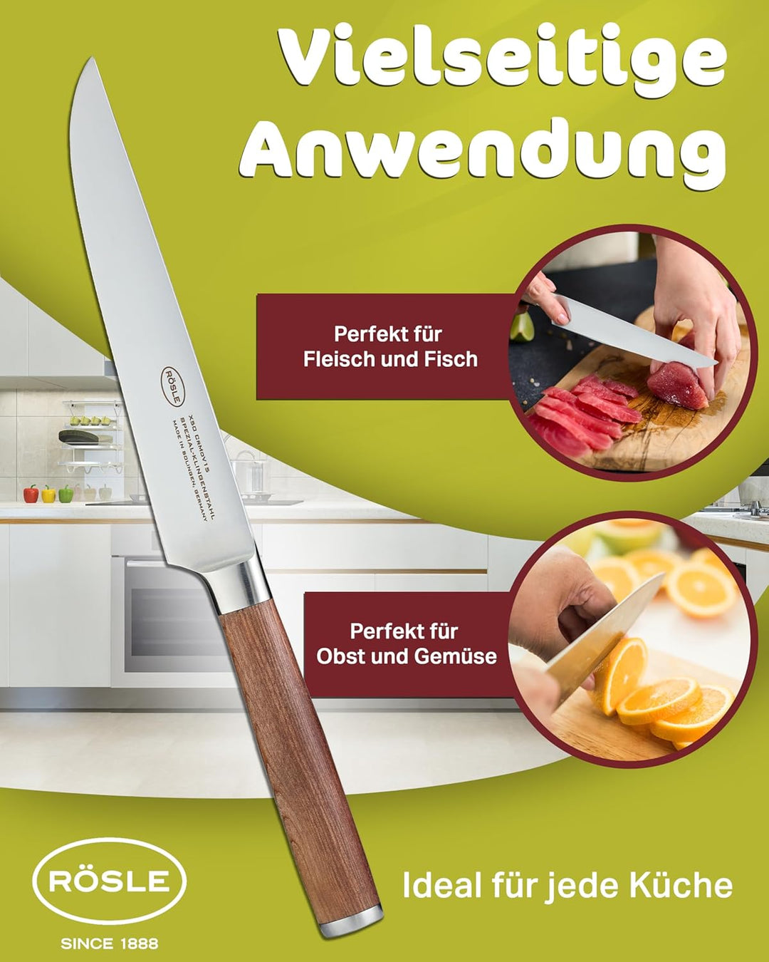 RÖSLE Fleischmesser Masterclass, Hochwertiges Küchenmesser zum Schneiden aller Arten von Fleisch, Tr