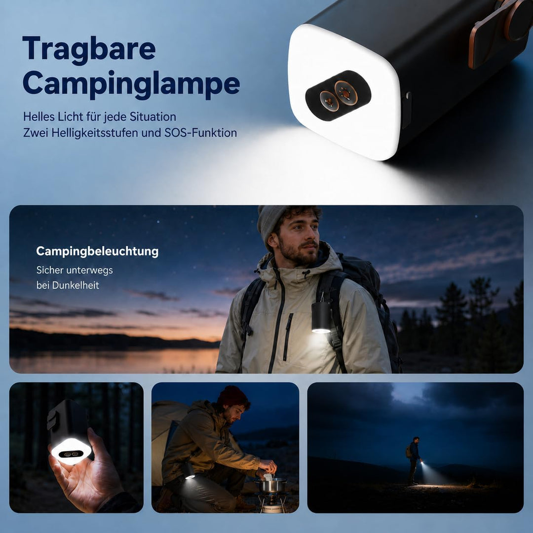 Elektrische Luftpumpe Akku Mini 3 in 1 mit 5 Düsen | 140g ultraleicht, 300L/min Luftstrom, Campingli