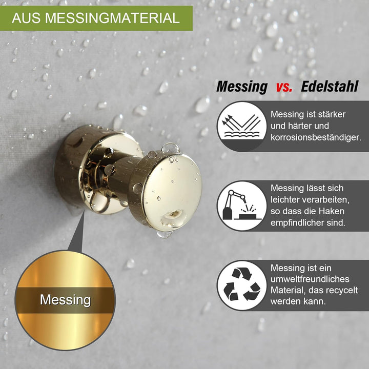 BVL Gold Handtuchhaken 5 Stück Rostfreies Metall Wandhaken Self Adhesive or Wall Mountable Kleiderha