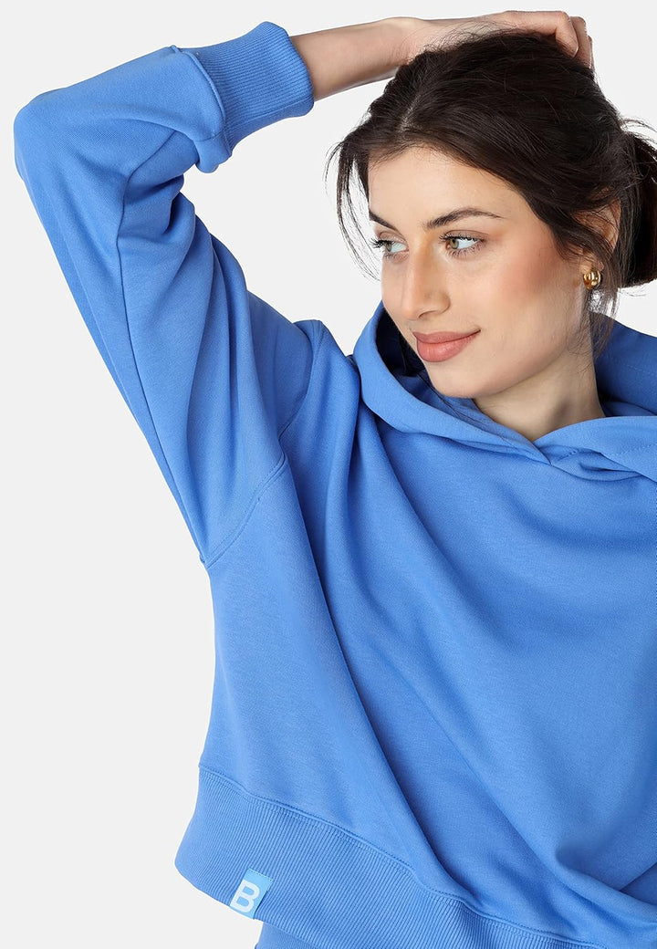 Bellivalini Kapuzenpullover kurz Damen Sportanzug Oberteil Jogging Pullover BLV208 XS Blau, XS Blau