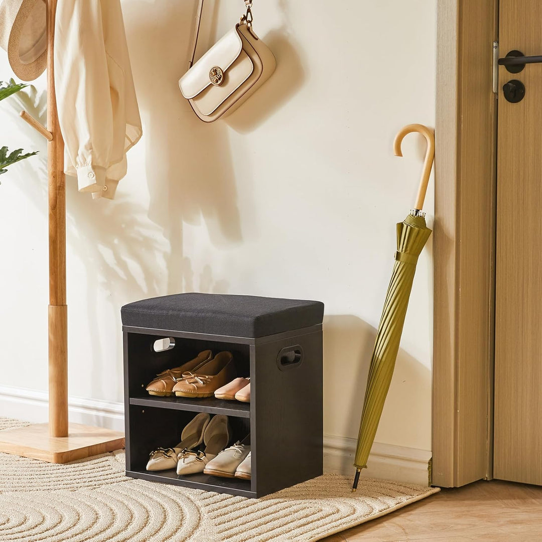 YMYNY Schuh Aufbewahrungsbank mit Sitzkissen, 2-Tier Schuh Rack mit gepolstertem Sitz, justierbarer