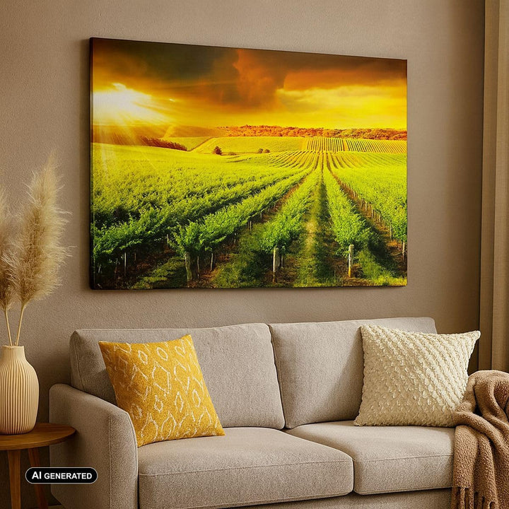 ARTTOR Bilder auf Leinwand 100x70cm Leinwandbild Land Weingut Pflanzung Gross Wanddeko Bild Schlafzi