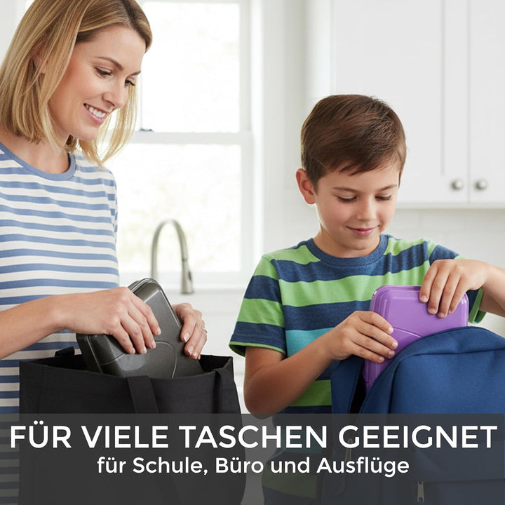 Hausfelder Brotdose Set Erwachsene – 4er Lunchbox Set anthrazit mit 2 grossen (18x14x6,5cm) &amp; 2 klei