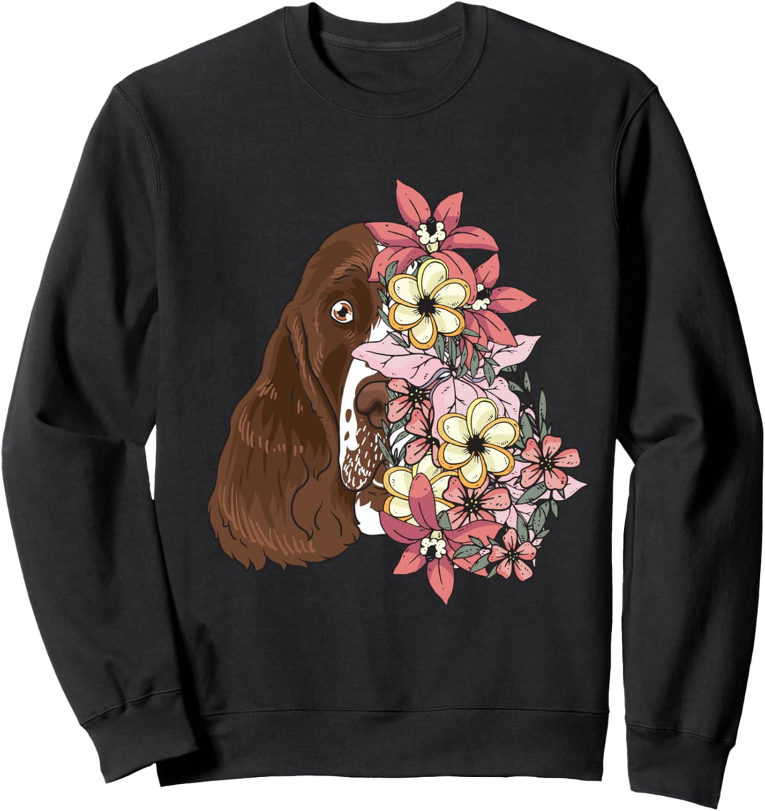 English Springer Spaniel Hund mit Blumen Sweatshirt
