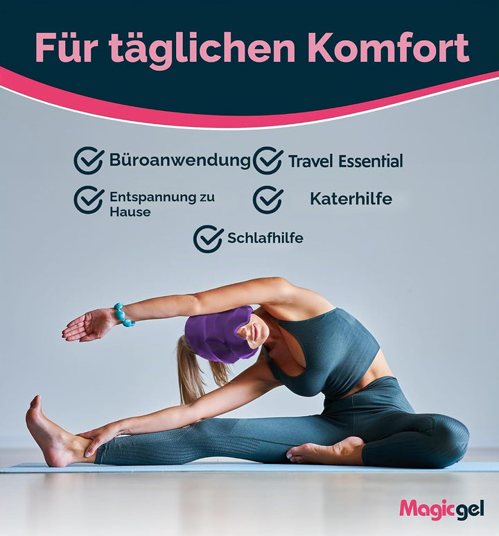 Magic Gel Kopfschmerzen und Migräne Maske - Die Kühlmütze Unterstützt den Körper beim Regenerien - D