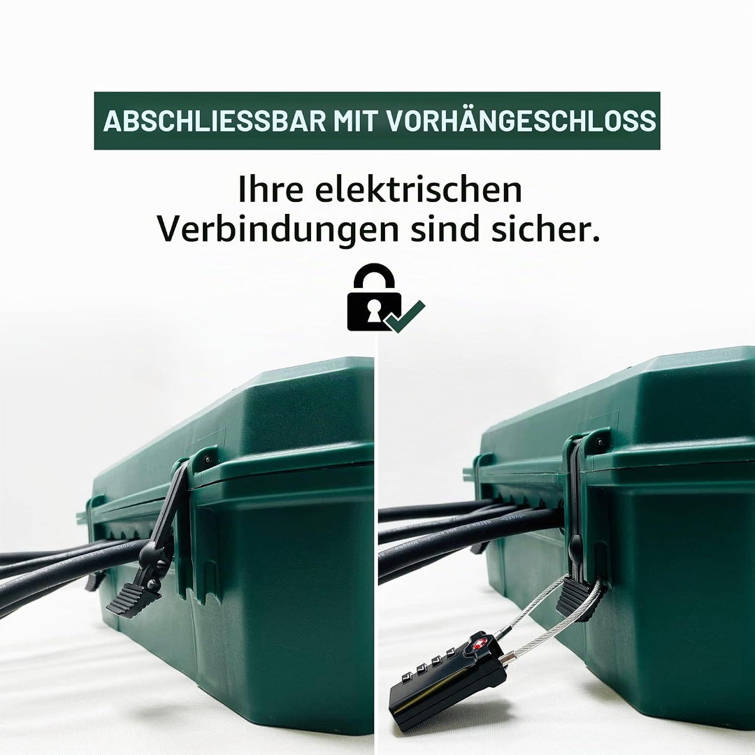 Electraline 300182 Wetterfeste Schutzbox für den Aussenbereich, IP54, mit Steckdosenleiste, 4-fach,