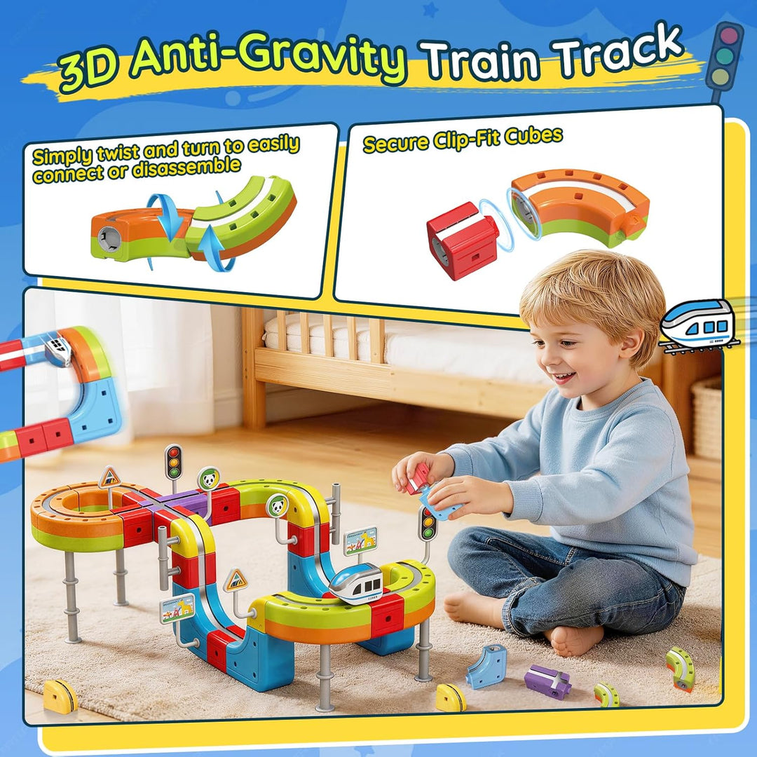 Elektrisches Eisenbahn Set, DIY Electric Train Set mit Schwerkraft Defying 3D-Layouts & Magisches Sc