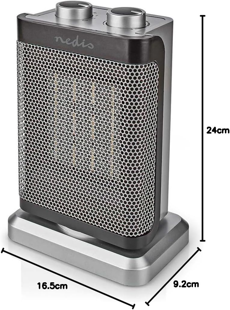 Nedis HTFA17GY - Keramik-PTC-Heizlüfter - 1000/1500 W - 2 Heizstufen - Einstellbares Thermostat - Os