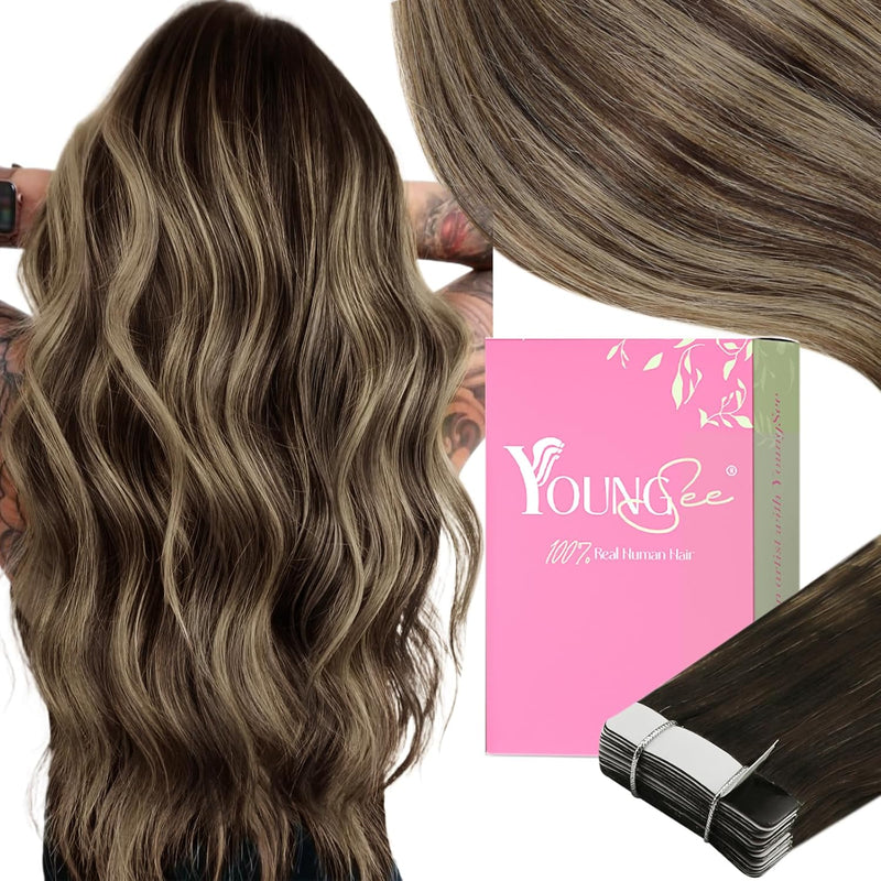 YoungSee Echthaar Extensions Tape Ombre Tape in Extensions Echthaar Kurz 30 cm Tape Haarverlangerung