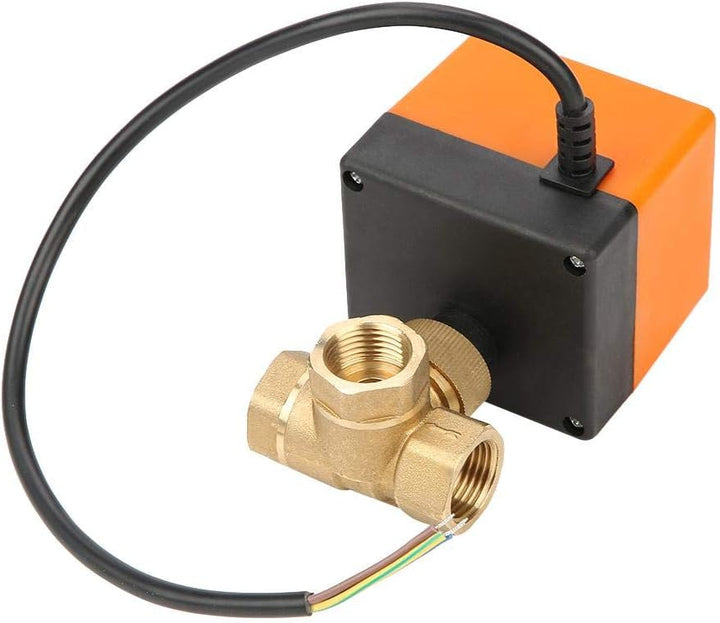 Motorisiertes Kugelventil, DC 12V Messingkugelventil 3-Wege 3-Draht Elektrisches Kugelventil G1 / 2