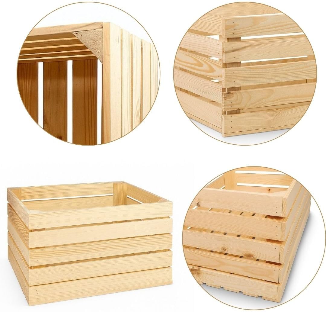 BAS Holzbox Kiste aus Holz 50x40x30cm - 2x Vintage Obstkiste - Apfelkiste für Dekoration, Lagerung &amp;