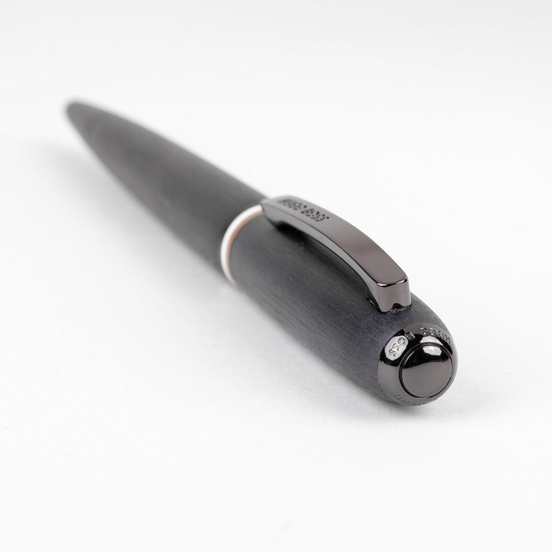 Hugo Boss Contour Iconic Kugelschreiber aus Messing und Aluminium in der Farbe Schwarz, Länge: 13,6c
