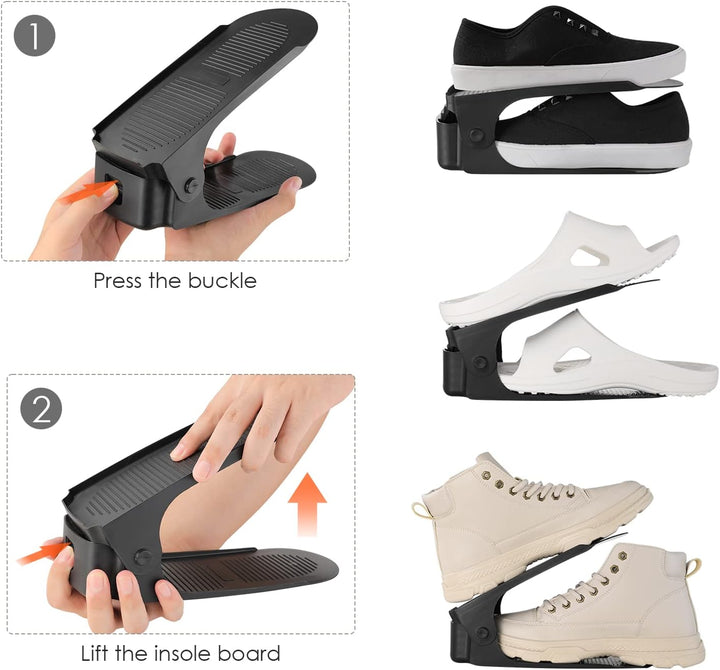 10-Set Schuhstapler, 6.5cm/10cm/15cm Schuhregal, PP-Material Schuhorganizer, Verstellbares Platzspar