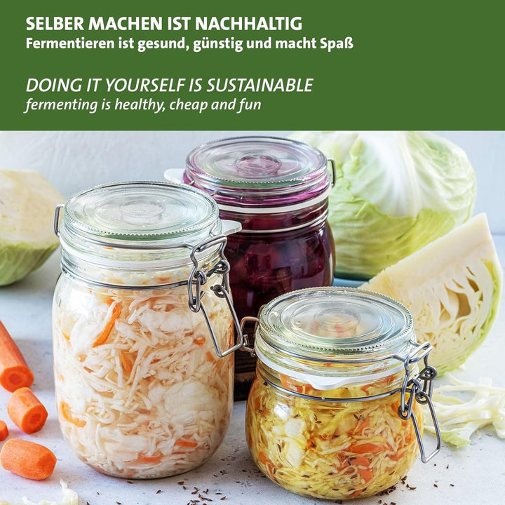 Westmark Fermentiergewichte – Fermentierset bestehend aus 4 Gewichten zum Fermentieren, Glasgewichte
