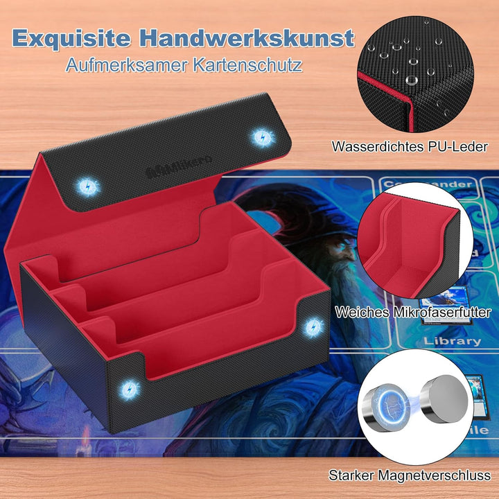 Mlikero Sammelkarten-Aufbewahrungsbox für 1800+ Karten, Magnetische Karten Deck-Box passend für MTG