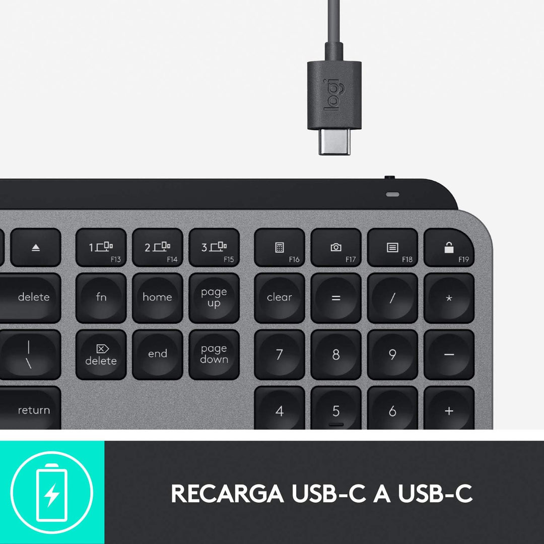 Logitech MX Keys for Mac – Fortschrittliche hintergrundbeleuchtete kabellose Tastatur, Spanisches QW