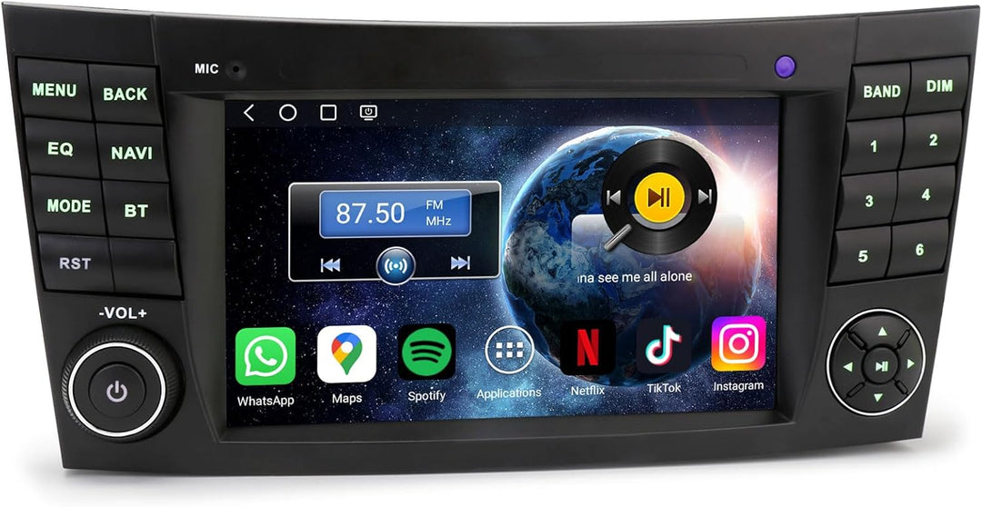 Erisin 7" Qualcomm 8-Kern 4GB+64GB Android 14 Autoradio Bluetooth 5.1 für Mercedes Benz E‑Klasse W21
