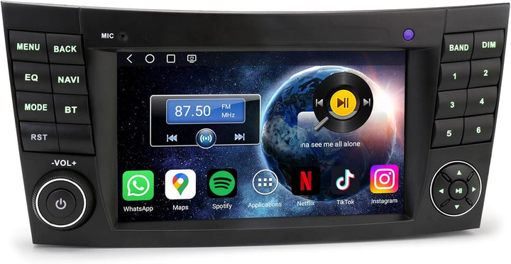 Erisin 7" Qualcomm 8-Kern 4GB+64GB Android 14 Autoradio Bluetooth 5.1 für Mercedes Benz E‑Klasse W21
