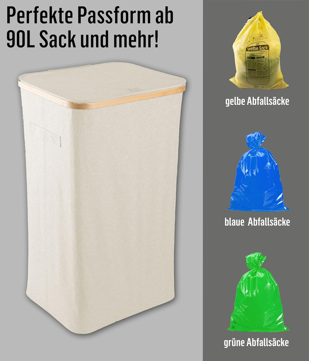 Deco haus® Gelber Sack Ständer 90L [Extra Tragetasche] - Gelber Sack Mülleimer - Stabiler Müllsackst