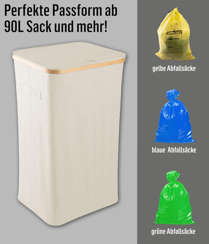 Deco haus® Gelber Sack Ständer 90L [Extra Tragetasche] - Gelber Sack Mülleimer - Stabiler Müllsackst