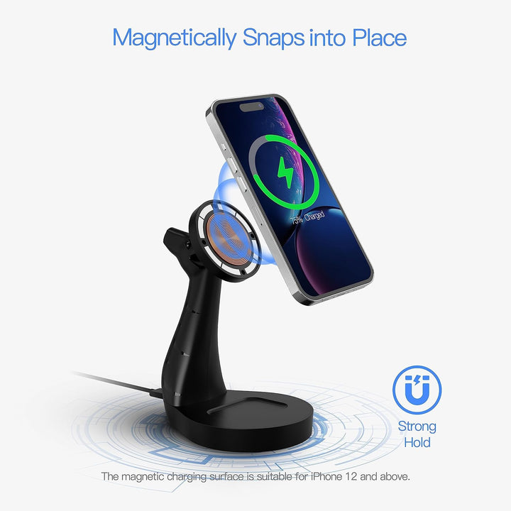 ALACOO 2-in-1 Induktive Ladestation für iPhone 17/16/15/14/13/12, Air Pods Pro/2/3/4 - Magnetische S