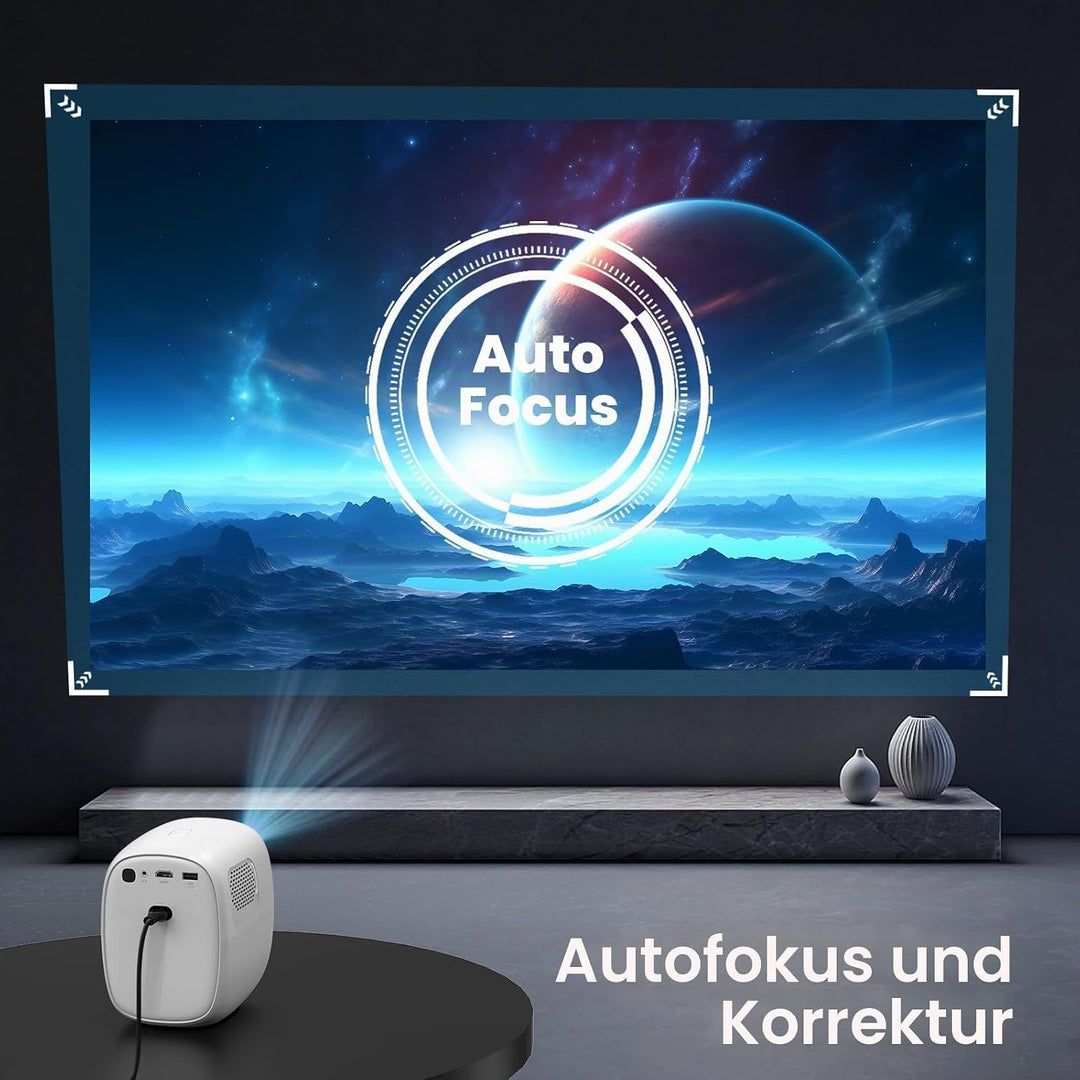 Lower Noise 4K-Beamer mit WLAN und BT5.2,EIN-klick-Zugriff Apps 3D-Audio | Automatischer Bildkorrekt