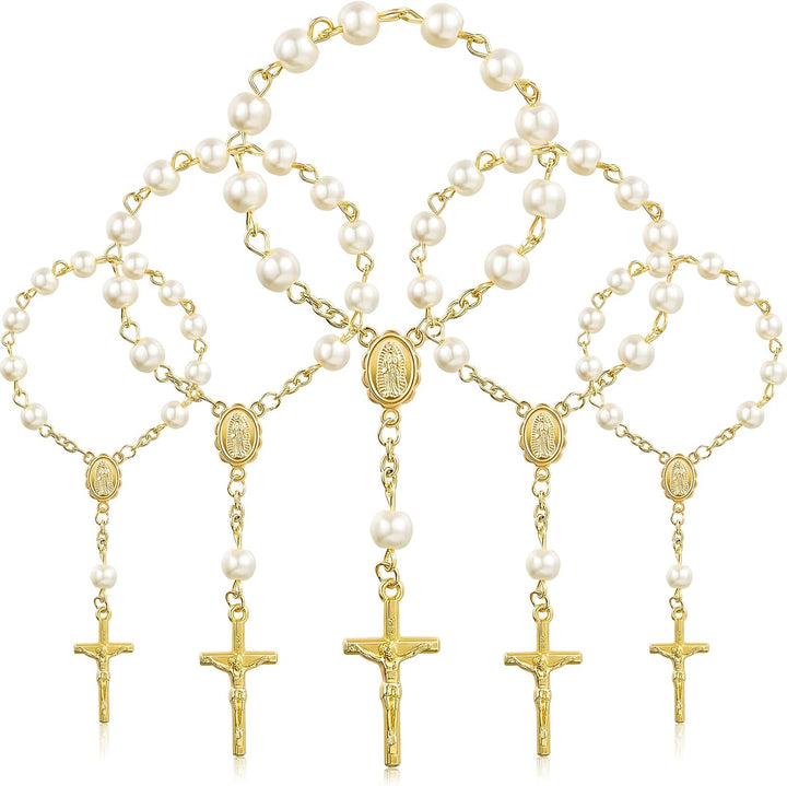 30 Stück Acryl Rosenkranz Perlen Finger Rosenkränze Kunstperlen für Taufe Gefälligkeiten Taufe Kommu