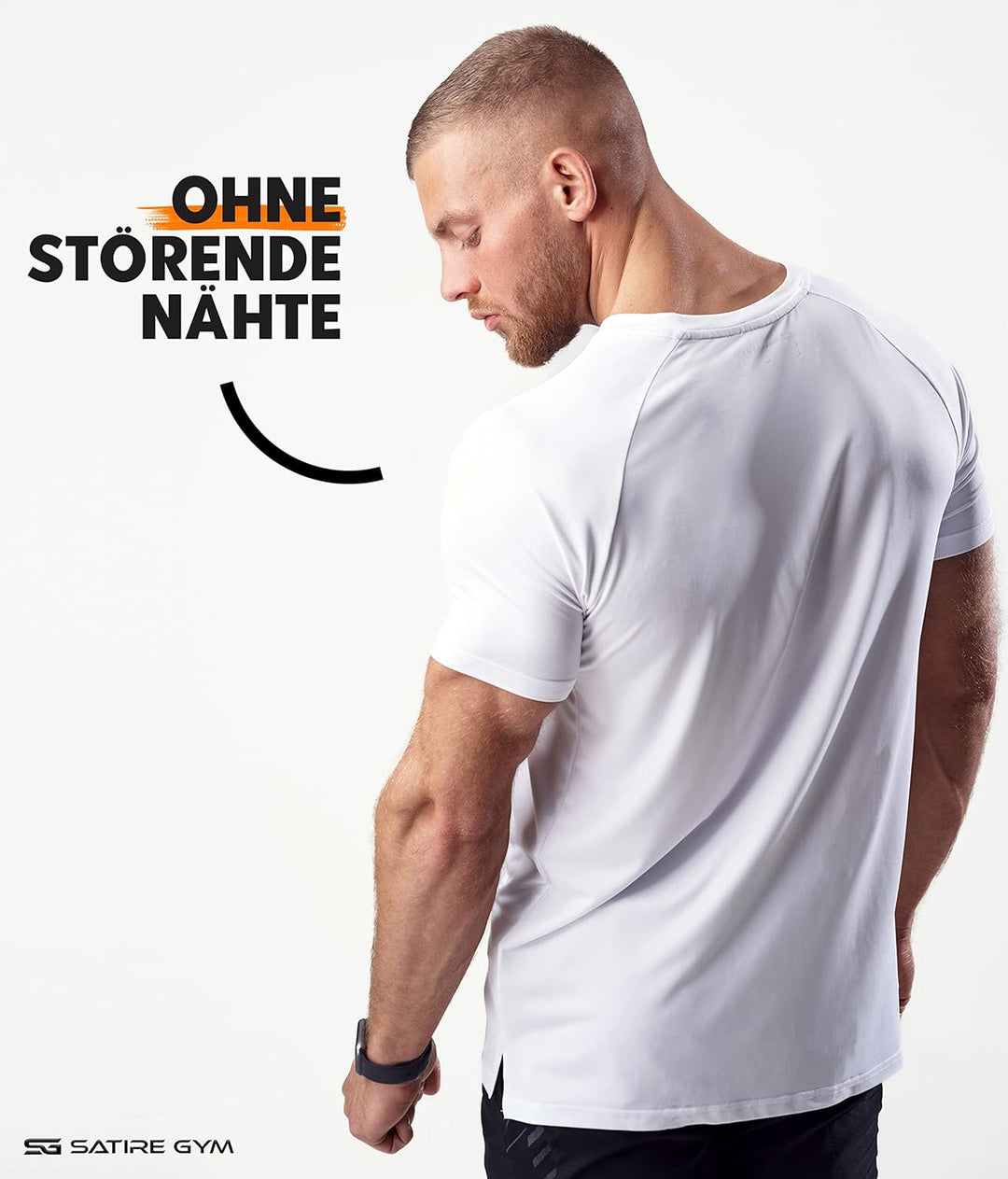 Satire Gym - Sport Shirt Männer atmungsaktiv - enganliegendes &amp; schnelltrocknendes Fitness Tshirt He