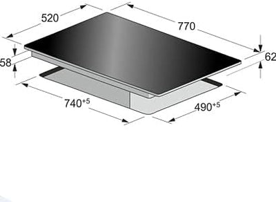 Kaiser Induktions-Kochfeld, Induktionskochfeld,77cm,FREE ZONE,PowerBoost 4,3 KW,Barbecue und Teppan