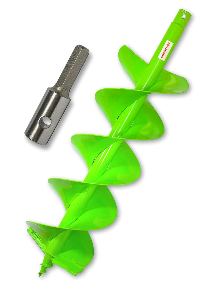 WERHE Profi Bohrer für Erdbohrer 250 mm Pfahlbohrer Brunnenbohrer präzise Bohrspitze Doppelspiral Ha