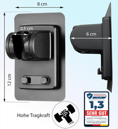 BLUMBACH® Duschkopfhalterung ohne Bohren - DAS ORIGINAL - Duschhalterung kleben statt Bohren - Neigu