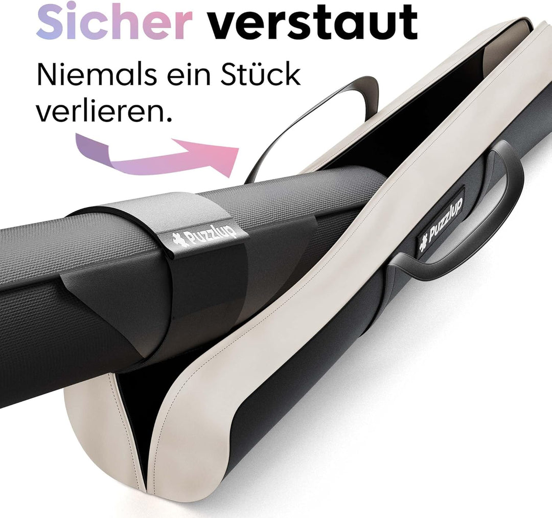 Puzzlup Luxus Puzzlematte bis 1500 Teile – 66 x 120 cm – Mit eleganter Tragetasche aus Leder – Premi