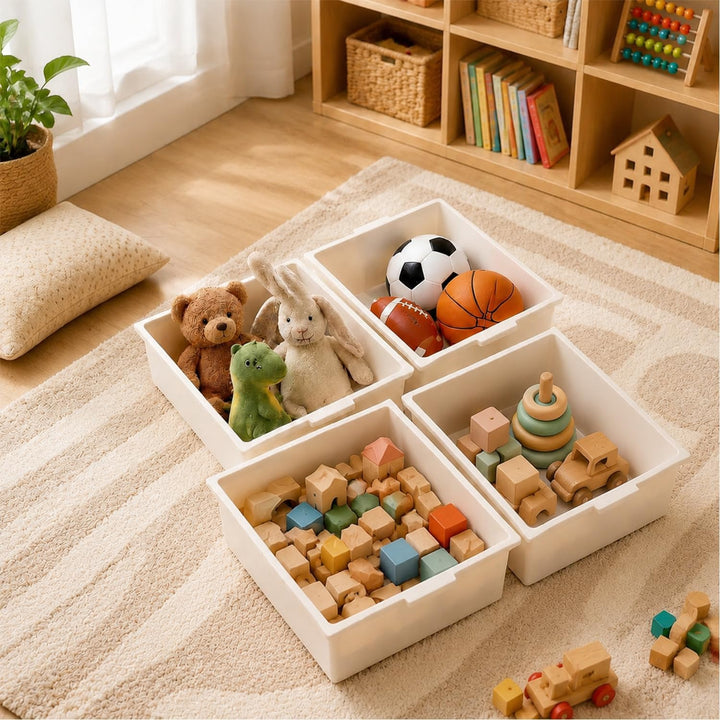 4 Etagen Spielzeugregal mit 12 Boxen,Kinder Organizer Weiss | Mobiler Organizer herausnehmbaren.Idea